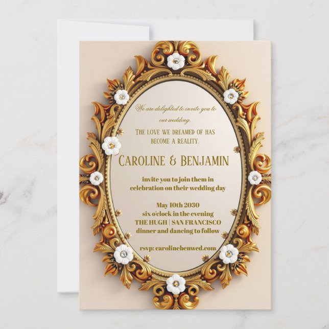 Elegant Vintage Wedding Invitation Card – Ornate F (Front)