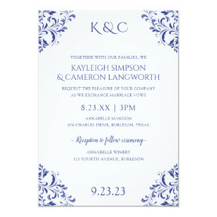 Royal Blue Wedding Invitations | Zazzle.co.uk