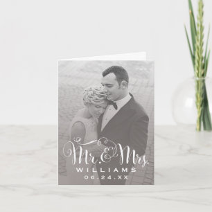 Elegant Vintage Wedding Monogram Sepia Photo Thank You Card