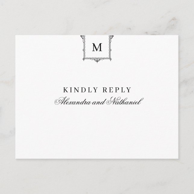 Elegant Vintage Wedding Reply Post Card (Front)
