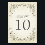 Elegant Vintage  Wedding Table Number Cards<br><div class="desc">These elegant table number cards feature a scrolled design in dark grey, creating a frame over an antiqued cream coloured background. Neutral colours make adding accents easy! Beautiful and delicate - perfect for a wedding reception, bridal shower, or other special occasion! Some graphic elements courtesy of Jen Furlotte of www.pixelsandicecream.com...</div>