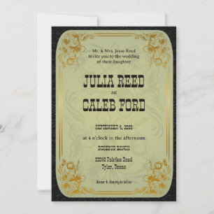 Elegant Vintage Western Cowboy Wedding Invitation