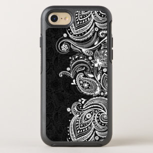 Elegant Vintage White & Black Paisley Lace OtterBox Symmetry iPhone 8/7 Case