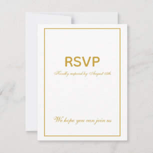 Elegant Vintage White Gold Simple Wedding RSVP Card