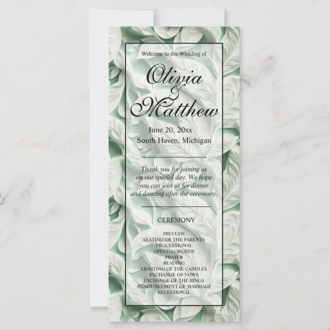 Elegant vintage white green leaf  calligraphy (Front)