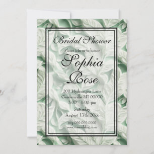 Elegant vintage white green leaf  calligraphy invitation