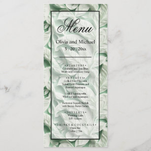Elegant vintage white green leaf  calligraphy menu