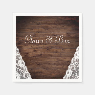 Elegant Vintage White Lace Rustic Wedding Napkin