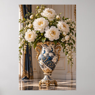 Elegant Vintage White Peony Floral Wall Art – Bota