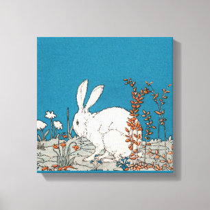 Elegant Vintage White Rabbit Canvas Print