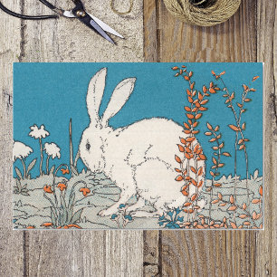 Elegant Vintage White Rabbit Flowers Tissue Paper