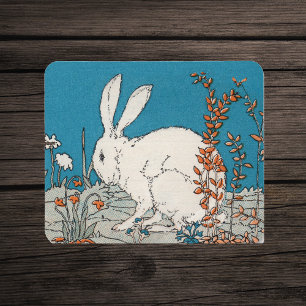 Elegant Vintage White Rabbit Mouse Mat