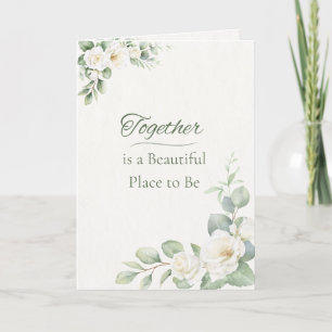 Elegant Vintage White Rose Eucalyptus Wedding Love Card