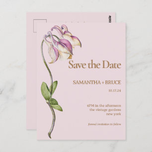 Elegant Vintage Wildflower Floral Save the Date Postcard