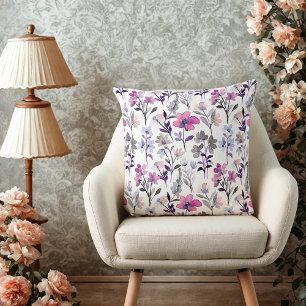 Elegant vintage wildflowers floral pattern cushion