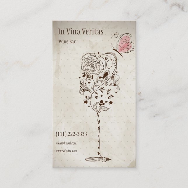 Elegant Vintage Wine Bar Business Card (Front)