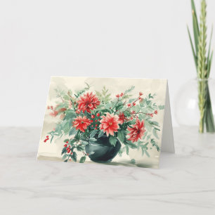 Elegant Vintage Winter Floral Folded Holiday Card