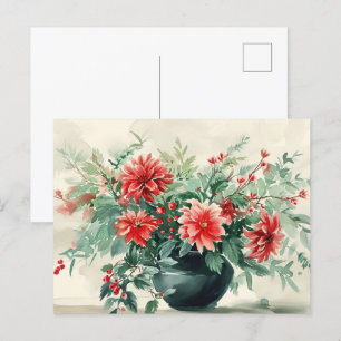 Elegant Vintage Winter Floral Postcard