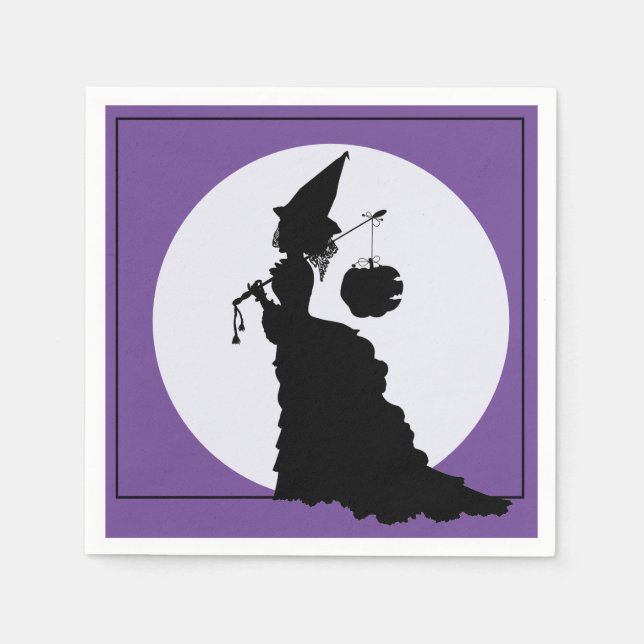 Elegant Vintage Witch Silhouette Halloween Napkin (Front)