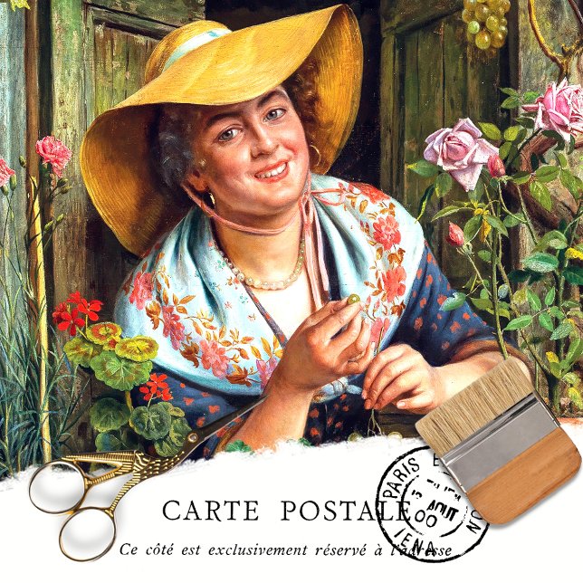 Elegant Vintage Woman Rustic Texture Decoupage Tissue Paper (Creator Uploaded)