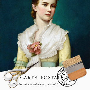 Elegant Vintage Woman Rustic Texture Decoupage  Tissue Paper