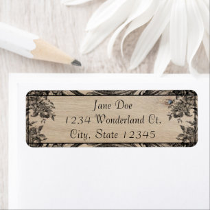 Elegant Vintage Wood Black Floral Sketch Label