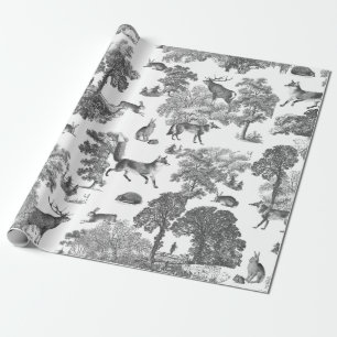 Elegant Vintage Woodland Fox Rabbit Toile Wrapping Paper