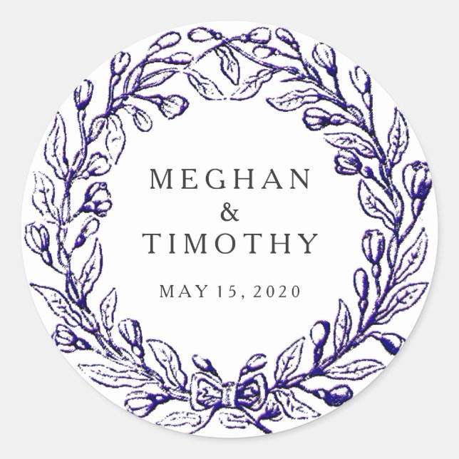 Elegant Vintage Wreath Wedding Envelope Seal (Front)