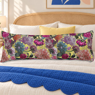 Elegant Vintage Yellow Floral Monogram Body Cushion