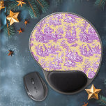 Elegant vintage yellow purple toile de jouy  gel mouse mat<br><div class="desc">Elegant vintage yellow purple toile de jouy monogram Mouse Pad. Toile prints are an all time rage at the moment, this is an elegant and ornate vintage toile de jouy pattern featuring a beautiful romantic scene from the french countryside. This pattern style is currently trending for home decor, clothes, mobile...</div>