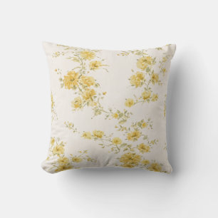 Elegant Vintage Yellow Roses Floral Pattern Cushion