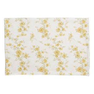 Elegant Vintage Yellow Roses Floral Pattern Pillowcase
