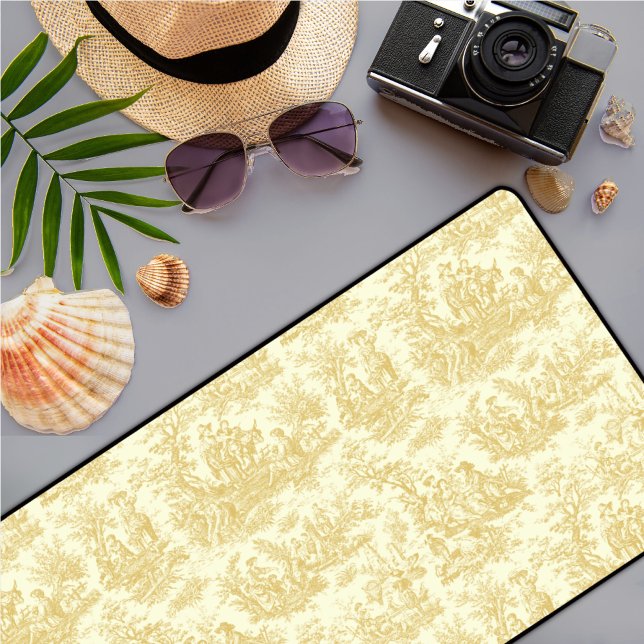 Elegant vintage yellow toile de jouy  desk mat (Creator Uploaded)