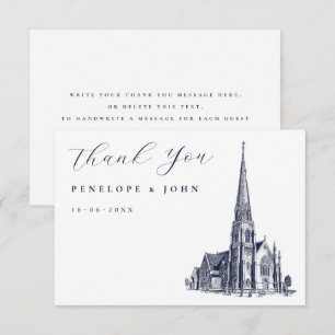 Elegant Vintgae Church Illustration Wedding  Thank You Card
