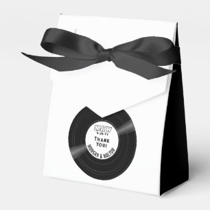 Elegant Vinyl Record Black & White Favour Boxes
