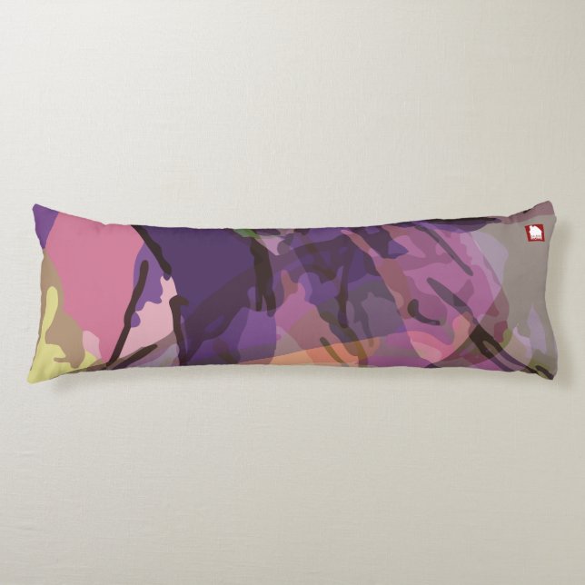 Elegant Violet Abstract Flower Body Cushion (Front)