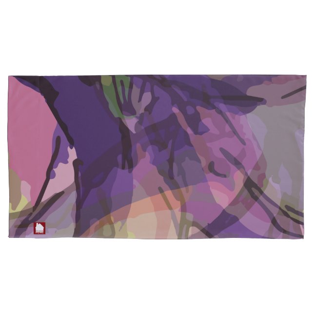 Elegant Violet Abstract Flower Pillowcase (Front-Left)