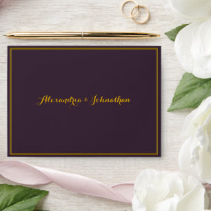 Elegant Violet and Gold Calla Lily Custom Wedding Envelope