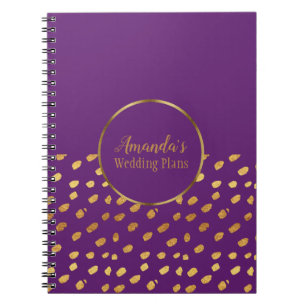 Elegant Violet and Gold Wedding Plans Journal