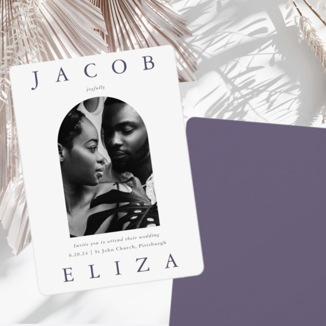 Elegant Violet Arch Photo Wedding Invitation (Creator Uploaded)