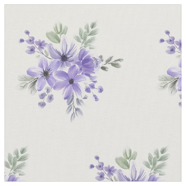 Elegant Violet Bloom Floral Pattern Fabric (Close Up)