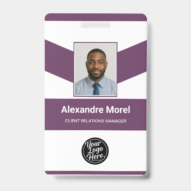 Elegant Violet Business Identification  ID Badge (Front)