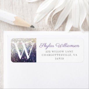 Elegant Violet & Champagne Glitter Monogram