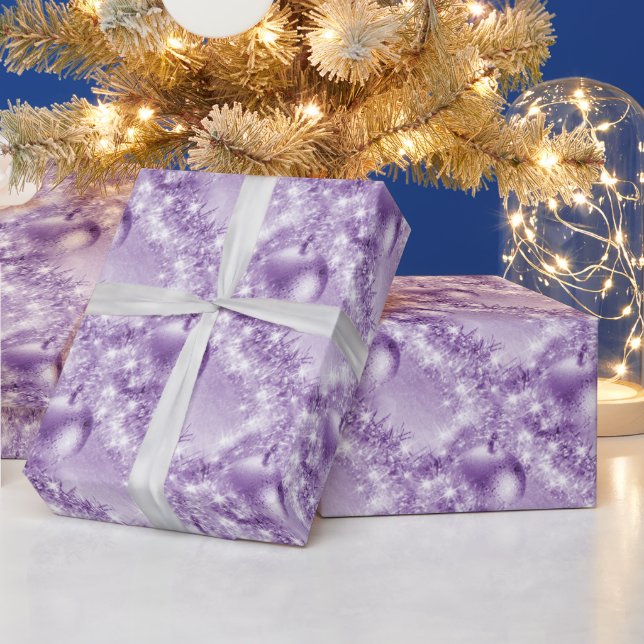 Elegant Violet Christmas Ball Wrapping Paper (Holidays)