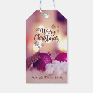 Elegant Violet Christmas Balls Gift Tags