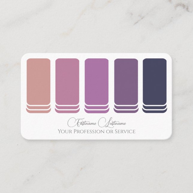 Elegant violet colour palette calligraphy QR-Code Business Card (Front)