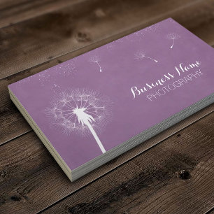Elegant Violet Dandelion Photography Business Card