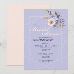 Elegant Violet Five Petal Roses Bridal Shower Invitation