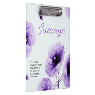 Elegant Violet Floral Clipboard Customisable