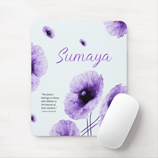Elegant Violet Floral Customisable Mouse Pad (With Mouse)